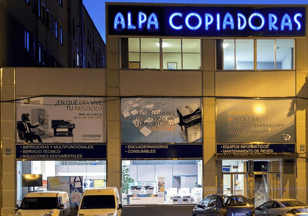 Fachada de la sede de Alpa Copiadoras en Valladolid